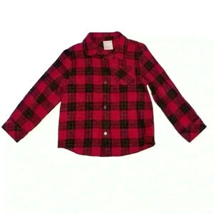 First Impressions Boys Cotton Check Shirt Red-Black Size 4T